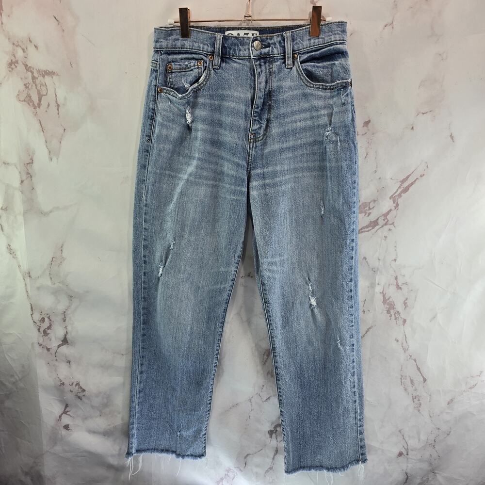 Daze Jeans Womens 28 X 26 High Rise Denim Straight Crop Short Light Wash